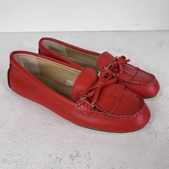 Talbots Womens Everson Tasseled Red Leather Driving Flats Sz 6.5 - Picture 1 of 10